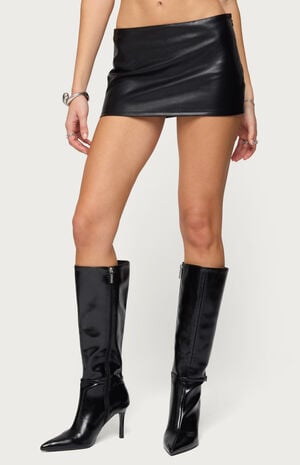 Viki Faux Leather Mini Skort image number 1