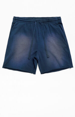 Navy Acid Wash Sweat Shorts image number 1