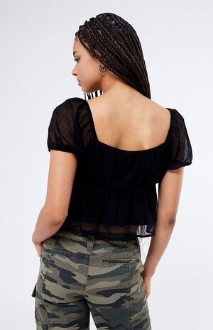 Short Sleeve Tie Front Bustier Top image number 3