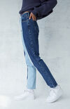 Two-Tone Cut & Sew Mom Jeans Two-Tone Cut & Sew Mom Jeans image number null