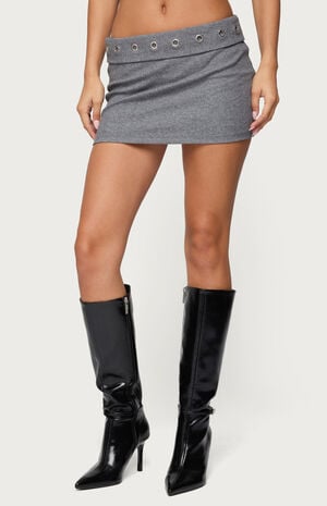 Havana Grommet Ribbed Foldover Mini Skort image number 1