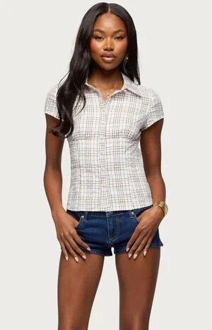 Naiah Plaid Tailored Button Up Shirt image number 1