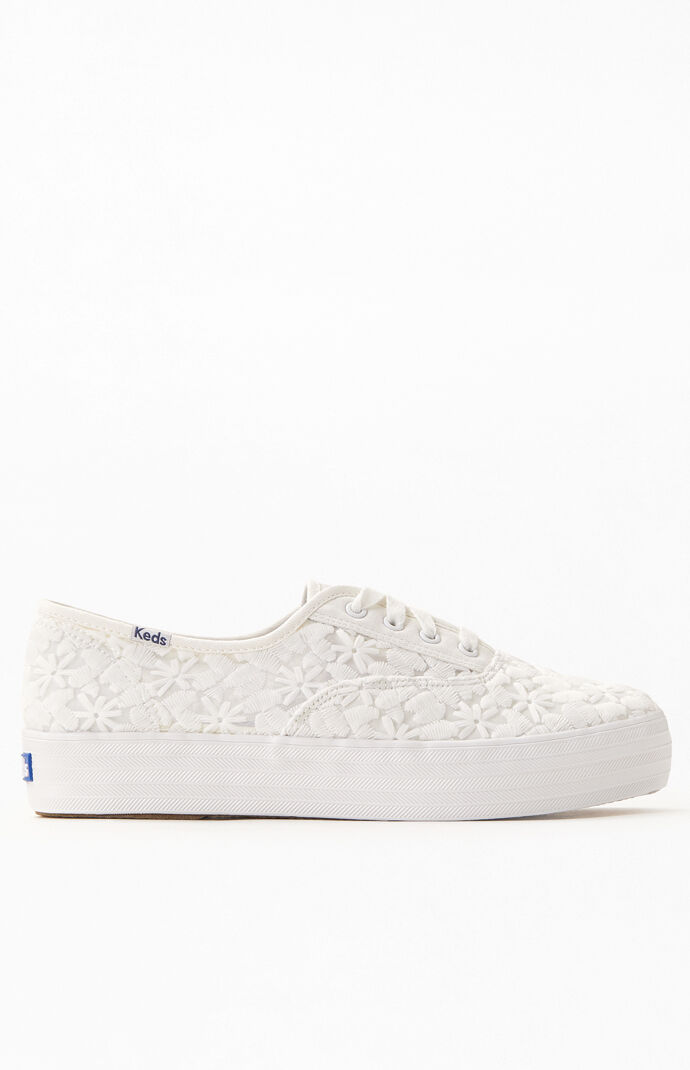Women's Triple Embroidery Platform Sneakers