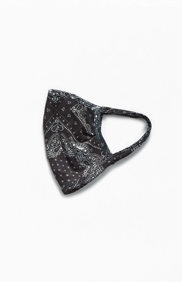 Pacsun Black Paisley Face Mask Pacsun