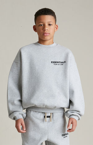 Kids Light Heather Grey Fleece Crew Neck Sweatshirt image number 2