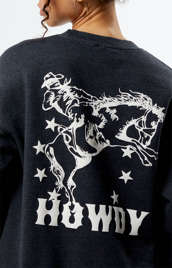 Horse print crew neck sweatshirt clearance