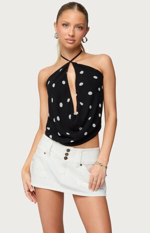 Chiffon Backless Cowl Neck Top image number 1