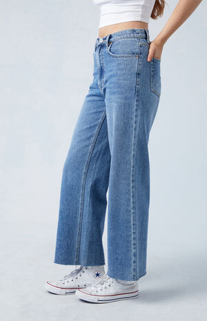 Medium Indigo Cropped Wide Leg Jeans image number 3