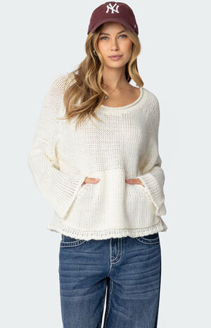 Kangaroo Pocket Oversized Knit Top image number 2