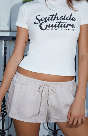 Cream Mary Lou Linen Sweat Shorts image number 2