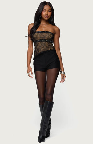 Fia Rhinestone Strapless Lace Top image number 4