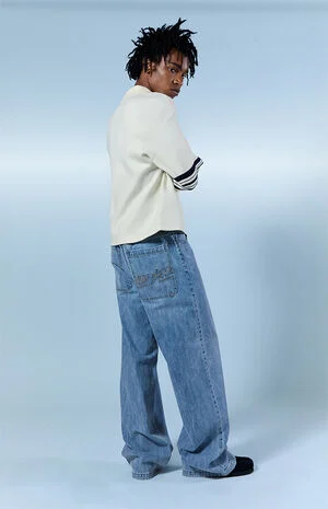 Blake Extreme Baggy Jeans NY Embroidery Medium Blue image number 1