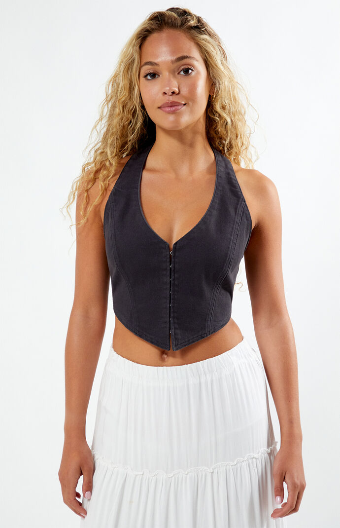 Black outlet halter vest