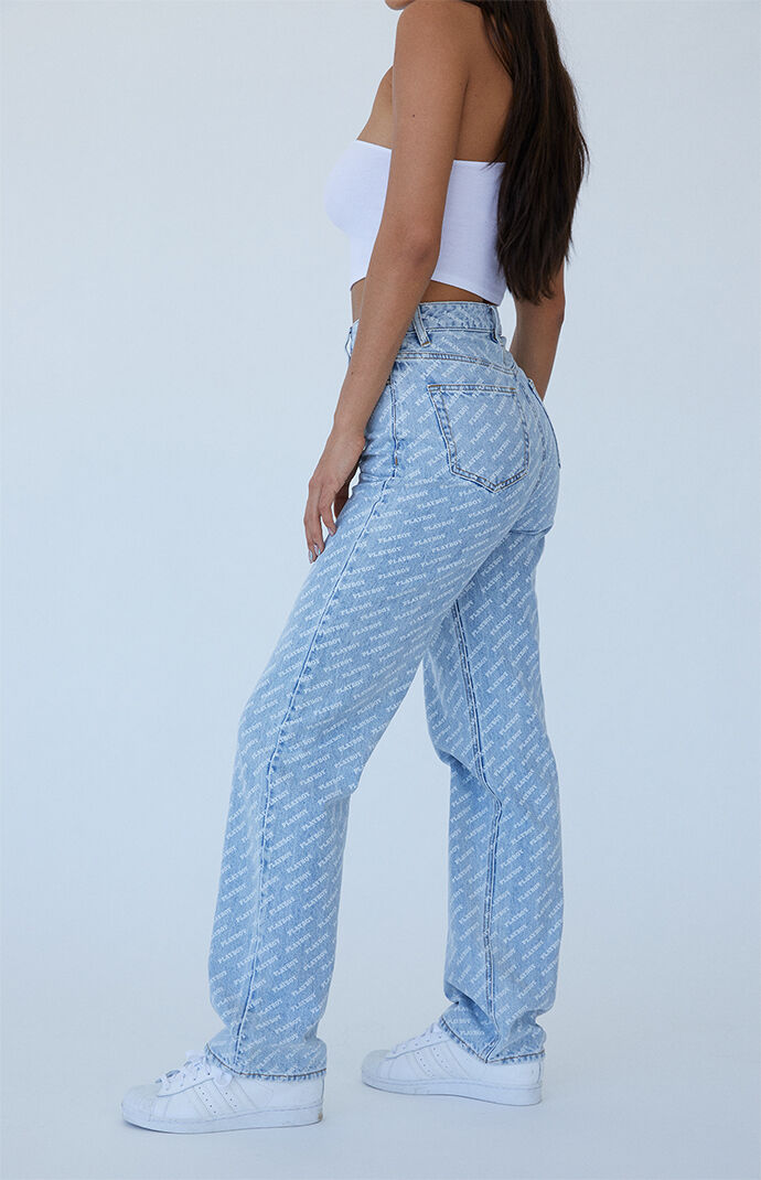 By PacSun Light Blue AOP '90s Boyfriend Jeans
