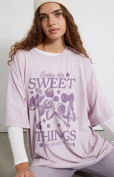 Sweet Sweet Moments Oversized Tee Pink