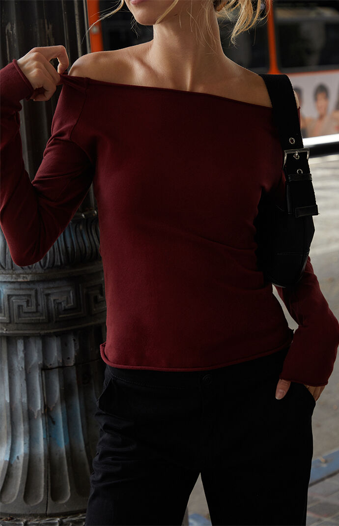 Red over the shoulder top cheap