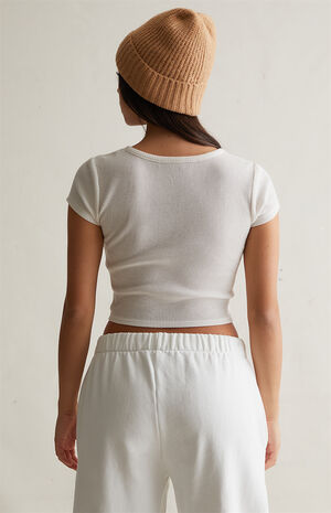 Gemma Waffle Knit Henley Crop Top image number 4