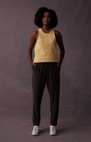 Women's Off Black Terry Cloth Resort Pants image number 5