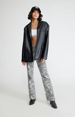 Faux Leather Oversized Blazer image number 1