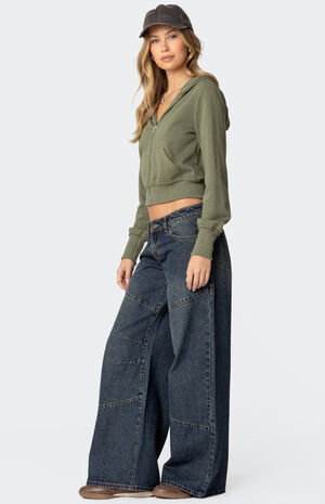 Distressed Stitch Cropped Hoodie image number 3