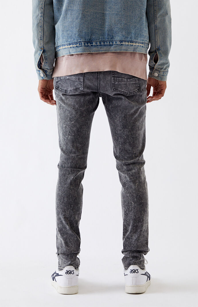 Black Acid Ripped Stacked Skinny Jeans