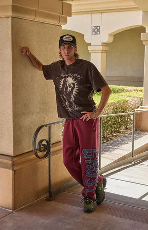 Ghost Applique Washed Baggy Sweatpants image number 1