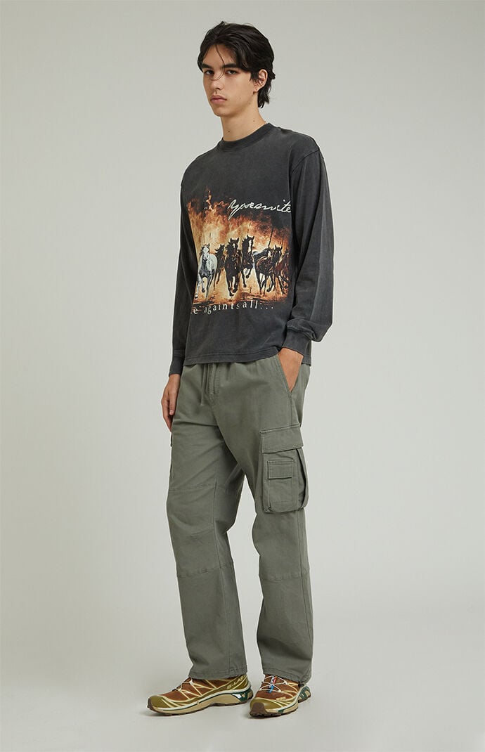 Pacsun Men s Natural Baggy Cargo Pants in Green Size Small