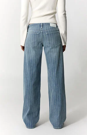 Kaia Ultimate Low Rise Baggy Jeans Stretch Striped Light Blue image number 5