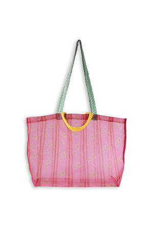 Floral Stripe Mesh Market Bag image number 1