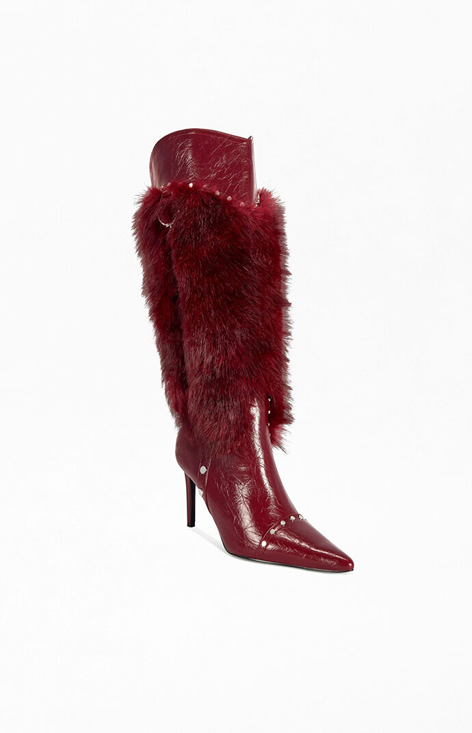 AZALEA WANG Women's Alisette Burgundy Stiletto Boots
