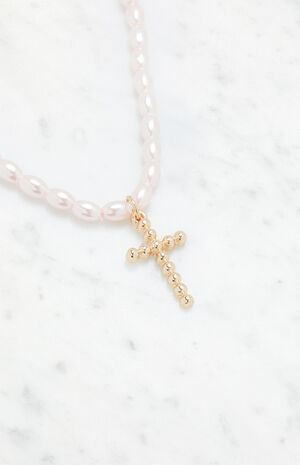 Pearl Cross Necklace image number 2