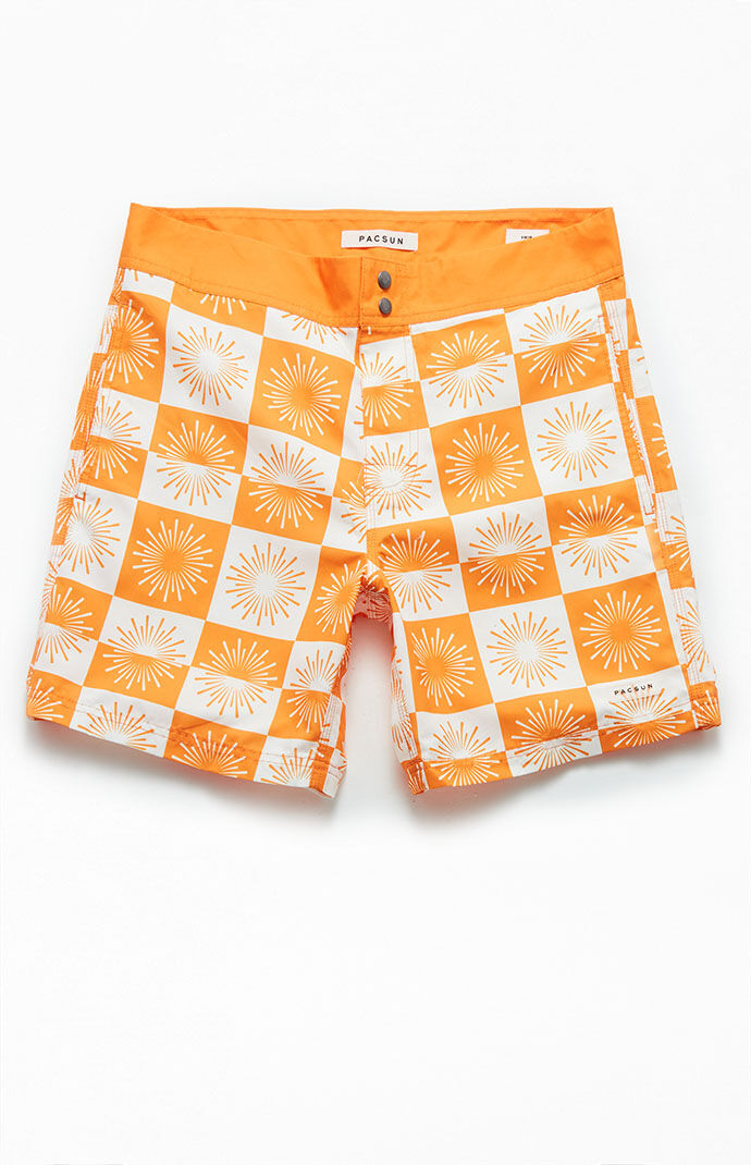 PacSun Orange Floral 17 Boardshorts PacSun