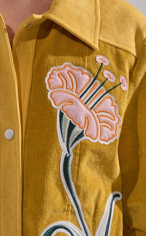 Geraldine Mustard Floral Embroidered Corduroy Jacket image number 5