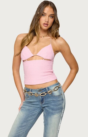 Lital Backless Cut Out Textured Top image number 1