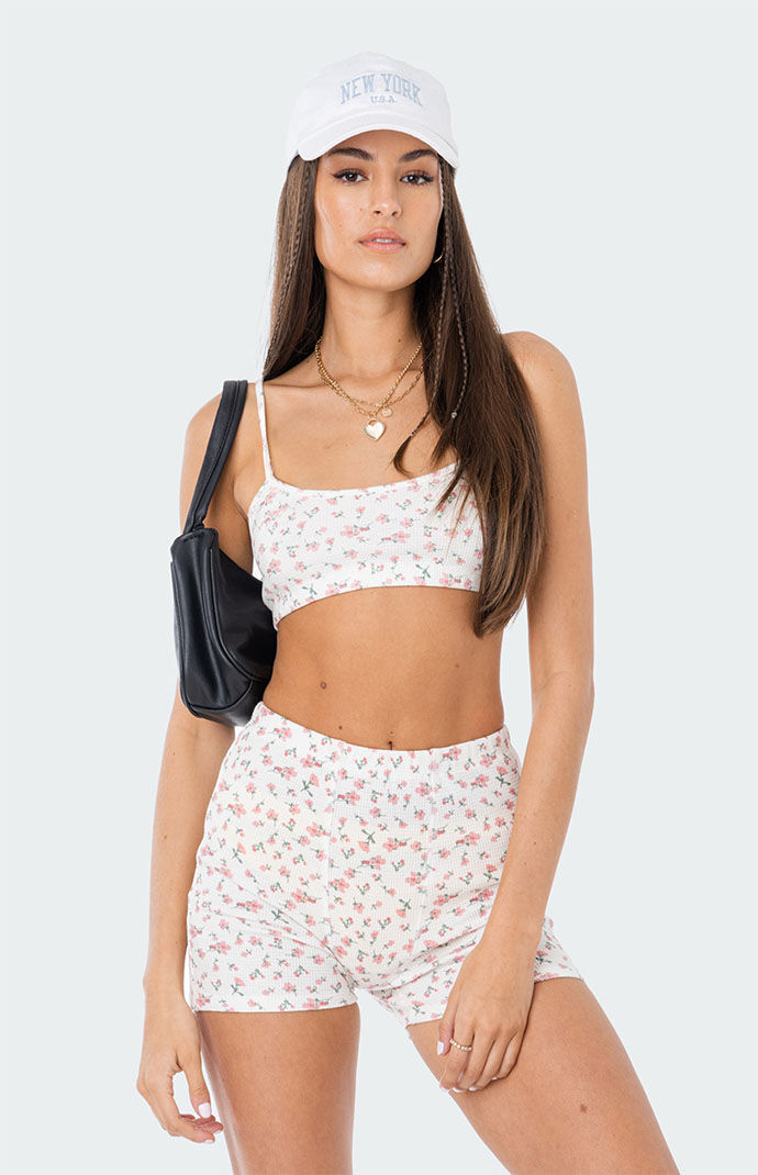 ショートパンツ Oursaysour Flower Applique waffle Bermuda pants (3 COLOR) Edikted Primrose Waffle Shorts | PacSun