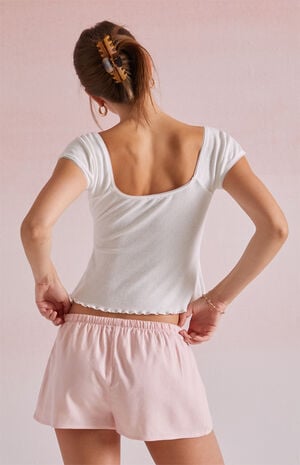 Linen Drawstring Micro Shorts image number 3