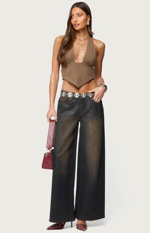 Open Back Triangle Halter Top image number 5