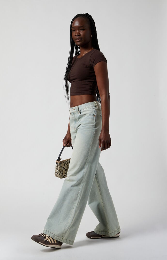 PacSun Lena Low Rise Super Baggy Jeans Light Indigo Acid PacSun Lena Low Rise Super Baggy Jeans Light Indigo Acid