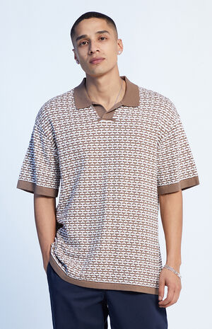 Brown Woven Polo Shirt image number 1