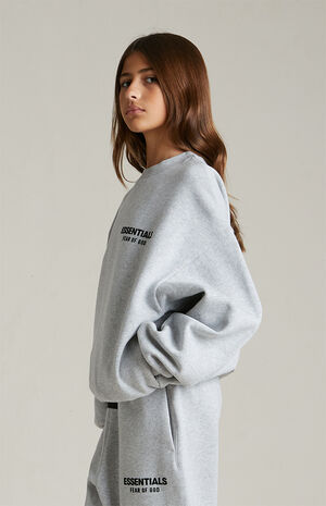 Kids Light Heather Grey Fleece Crew Neck Sweatshirt image number 3