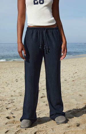 Dark Blue Anastasia Linen Pants