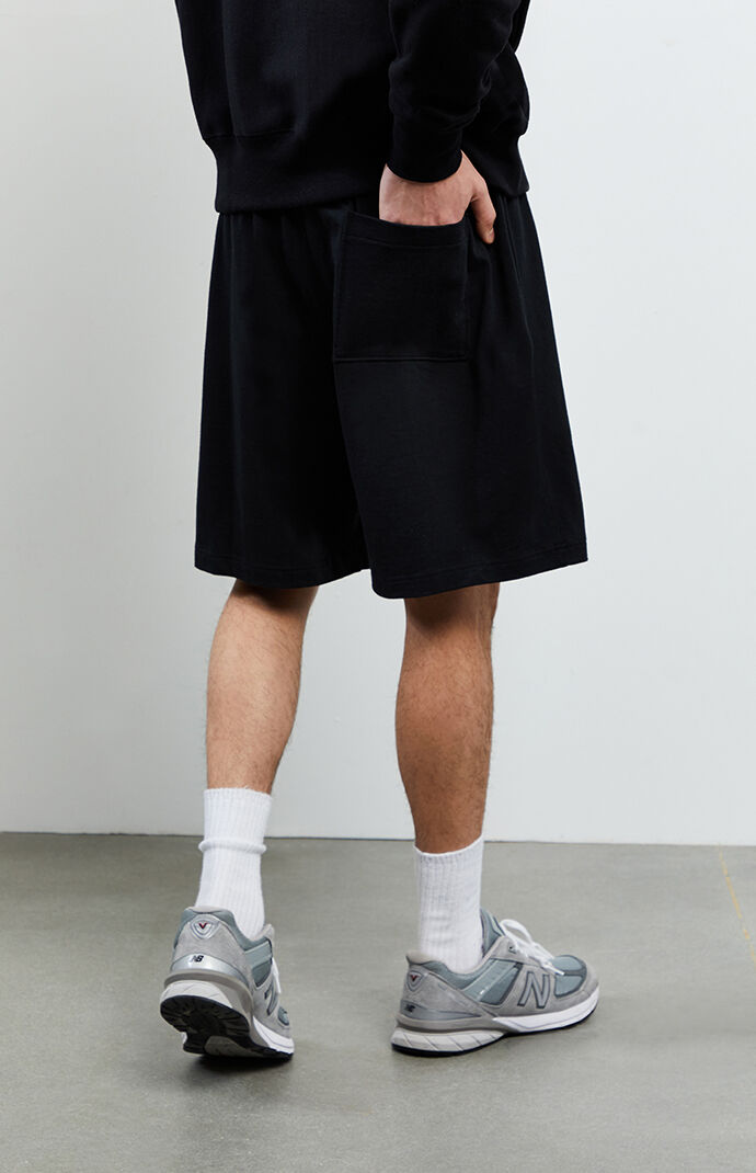 grey small script jersey shorts
