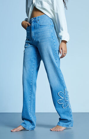 Frayed Flower Dad Jeans image number 3