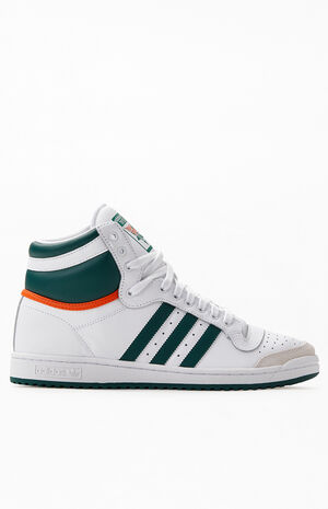 White & Green Top Ten Hi Shoes image number 2