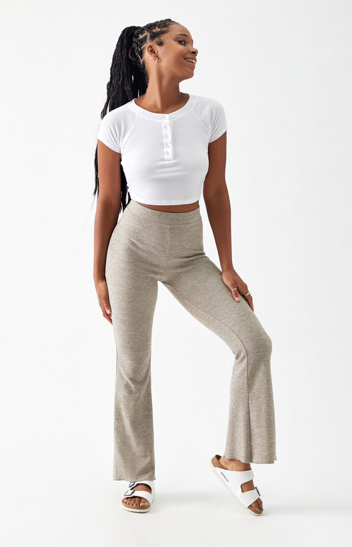 LA Hearts Cozy Soft Ribbed Flare Pants 