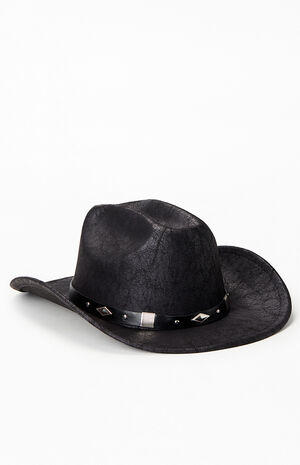 Distressed Faux Leather Cowboy Hat image number 1