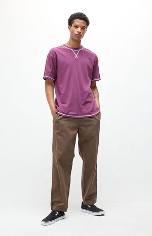 Purple Contrast Stitch Regular Fit T-Shirt image number 4