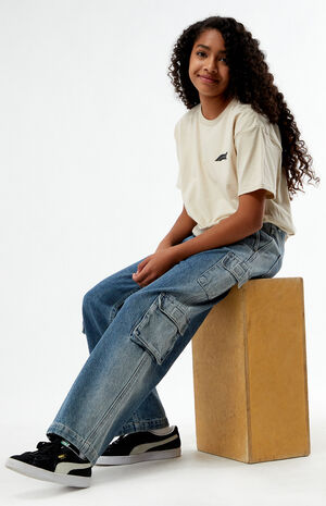 Medium Indigo Baggy Cargo Jeans image number 2