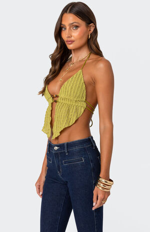 Anaya Textured Open Back Halter Top image number 3