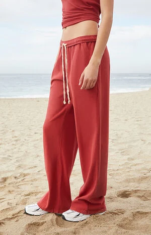 Red Anastasia Tie Baggy Sweatpants image number 3